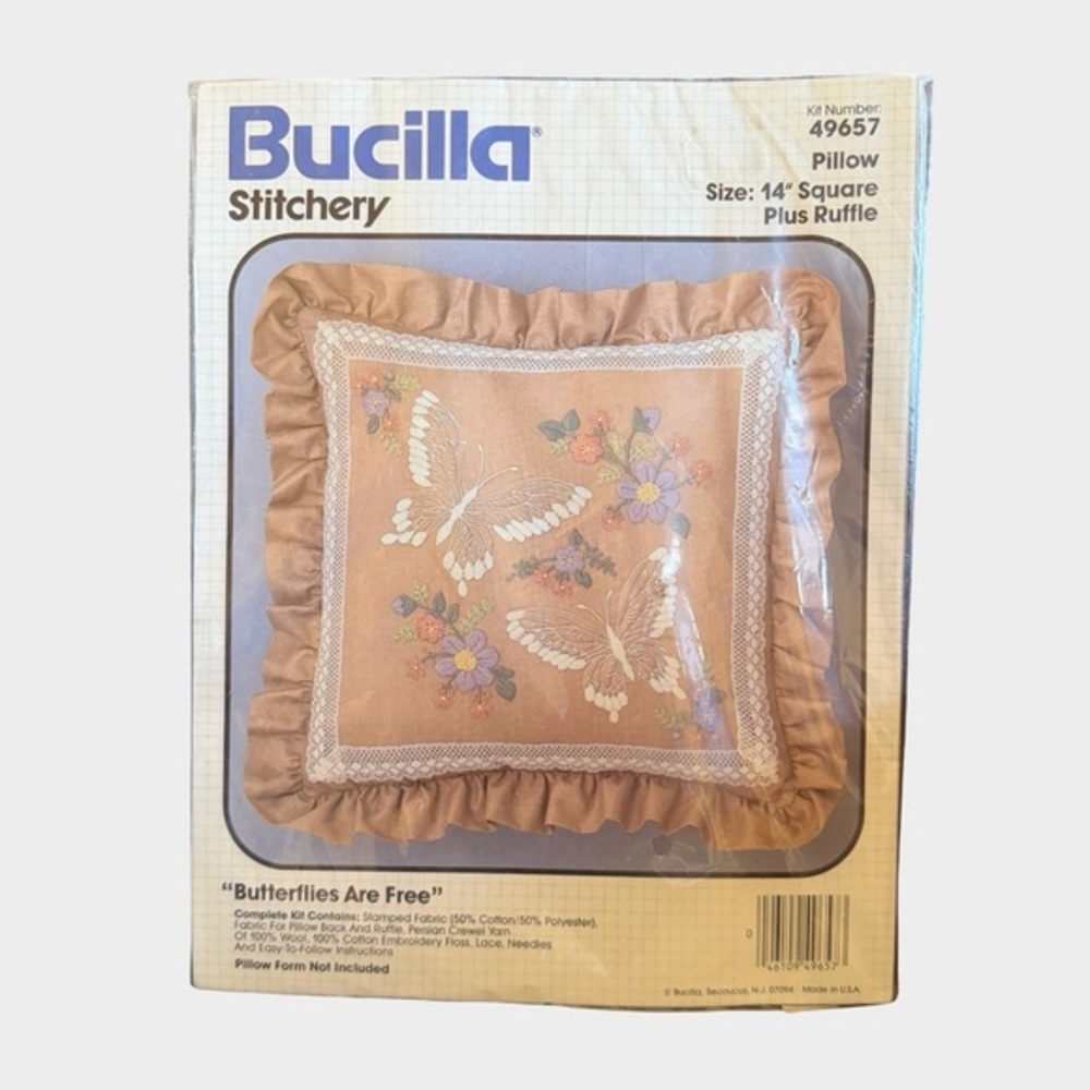Vintage Bucilla Butterflies Are Free Needlepoint Pillow Kit‎ Cottagecore